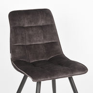 LABEL51 Eetkamerstoelen Jelt - Antraciet - Velvet - Zwart Metalen Frame