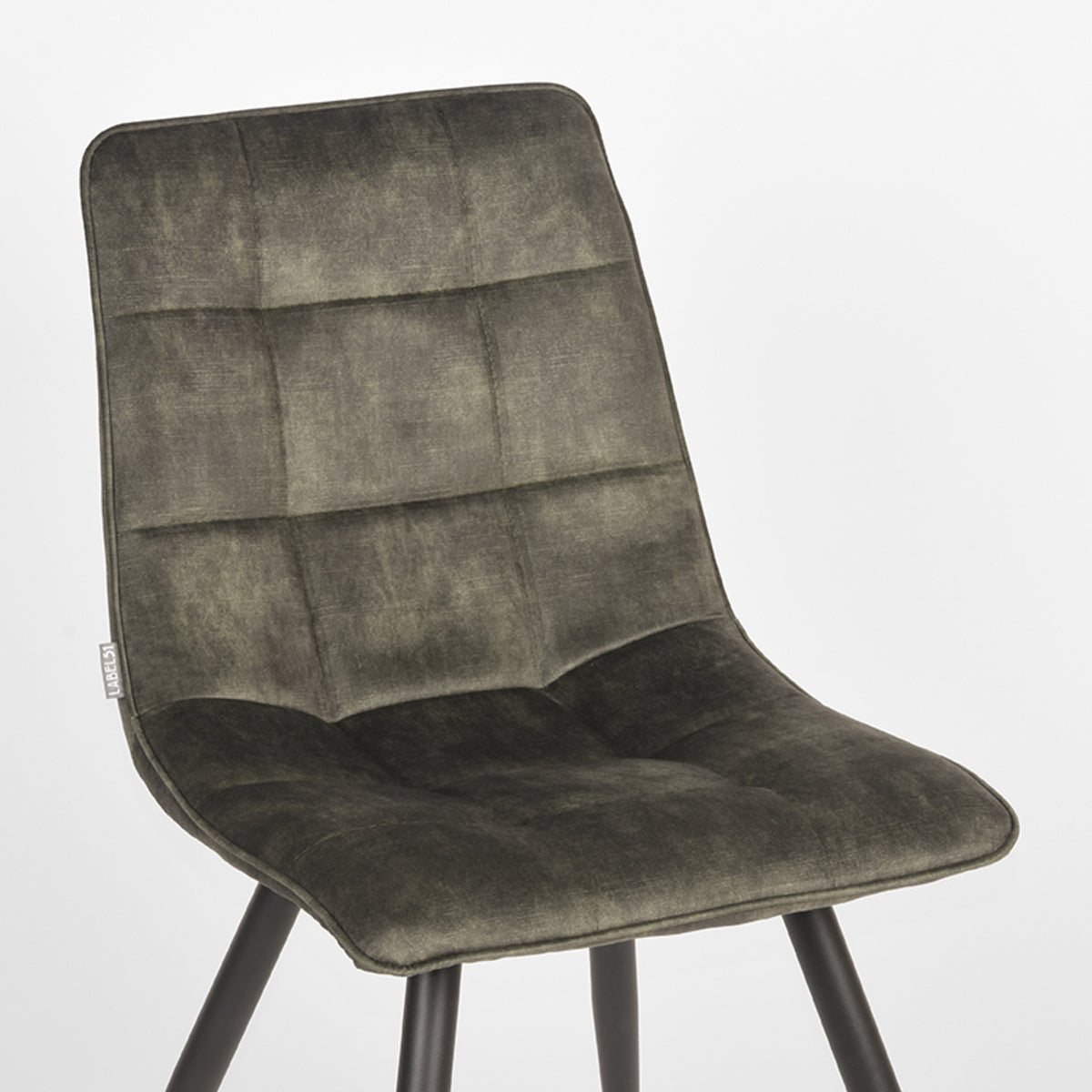 LABEL51 Eetkamerstoelen Jelt - Hunter - Velvet - Zwart Metalen Frame