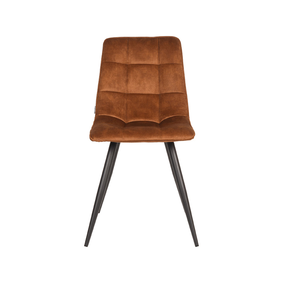 LABEL51 Eetkamerstoelen Jelt - Oker - Velvet - Zwart Metalen Frame