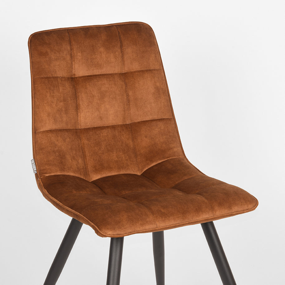 LABEL51 Eetkamerstoelen Jelt - Oker - Velvet - Zwart Metalen Frame