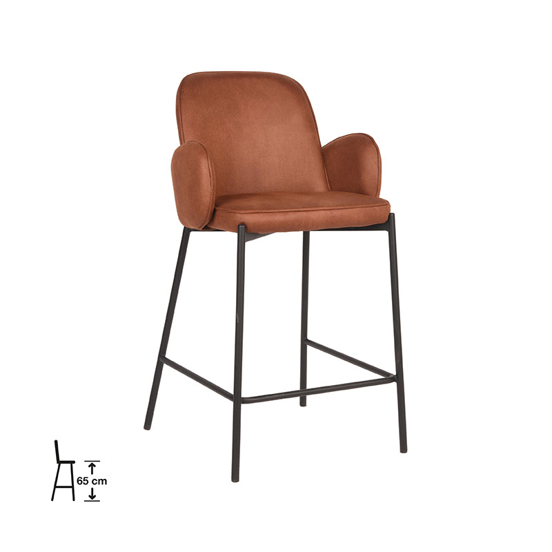 LABEL51 Barkrukken Jari - Cognac - Kunstleder - Laag