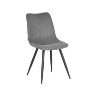 LABEL51 Eetkamerstoelen Jort - Donkergrijs - Ribcord - Zwart Metalen Frame