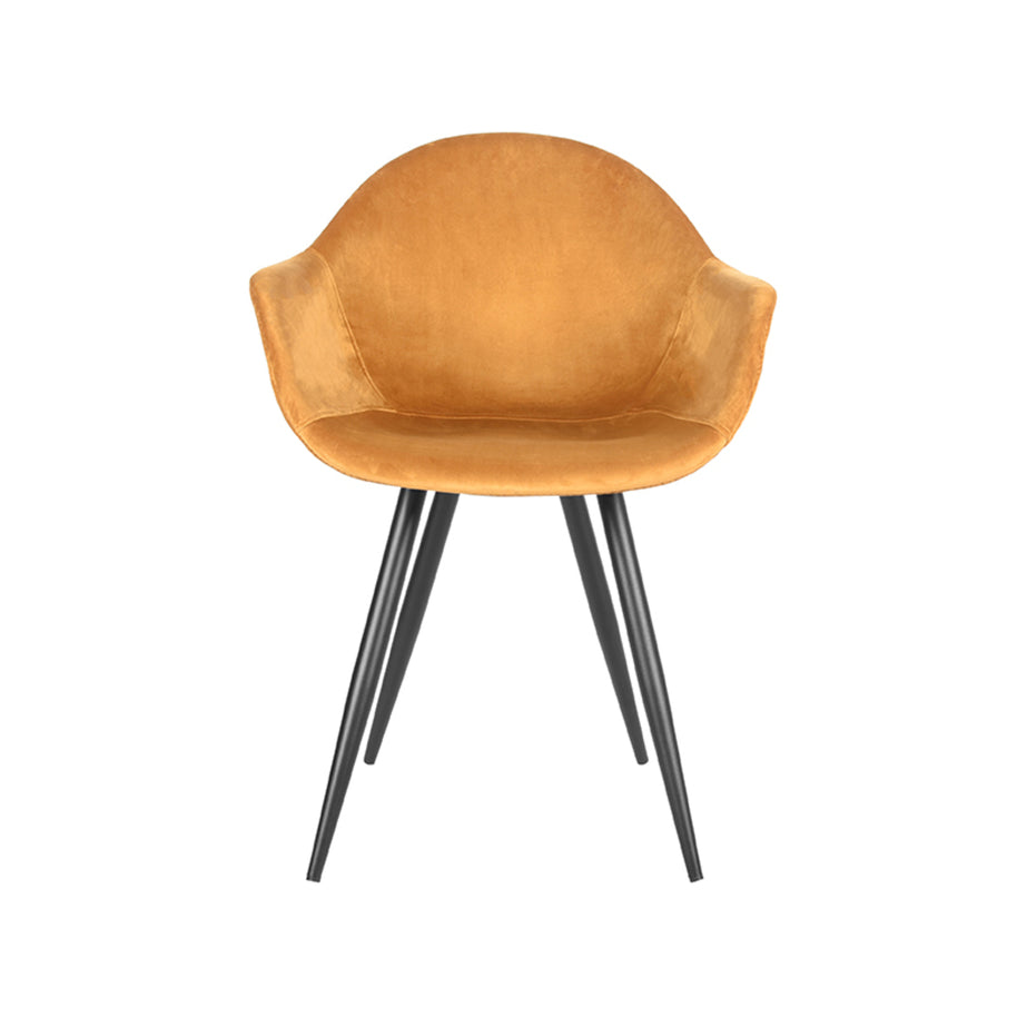 LABEL51 Eetkamerstoelen Forli - Oker - Velvet - Zwart Metalen Frame