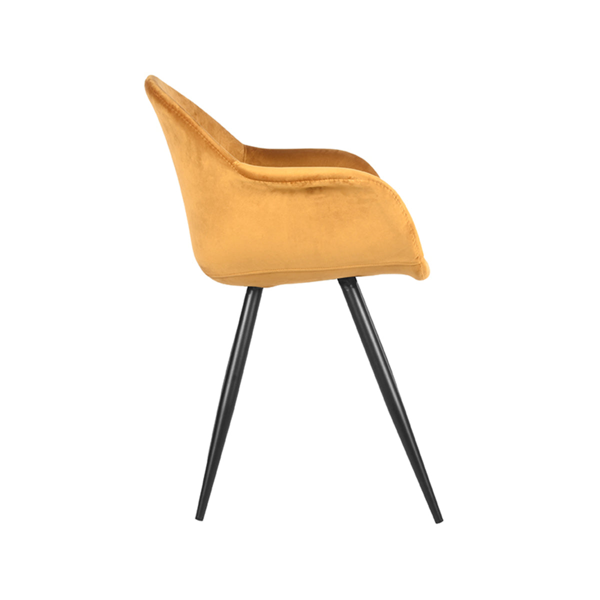 LABEL51 Eetkamerstoelen Forli - Oker - Velvet - Zwart Metalen Frame