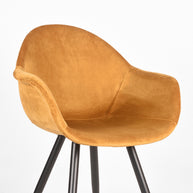 LABEL51 Eetkamerstoelen Forli - Oker - Velvet - Zwart Metalen Frame
