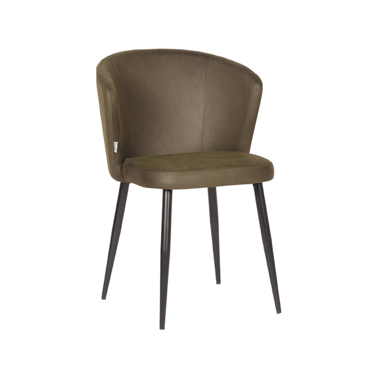 LABEL51 Eetkamerstoelen Wave - Army - Kunstleder - Zwart Metalen Frame
