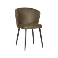 LABEL51 Eetkamerstoelen Wave - Army - Kunstleder - Zwart Metalen Frame