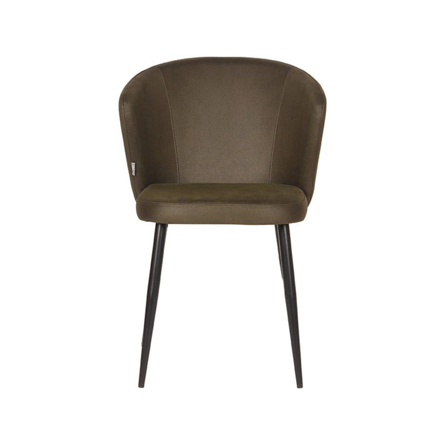 LABEL51 Eetkamerstoelen Wave - Army - Kunstleder - Zwart Metalen Frame