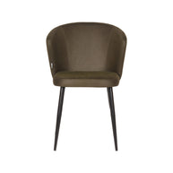 LABEL51 Eetkamerstoelen Wave - Army - Kunstleder - Zwart Metalen Frame