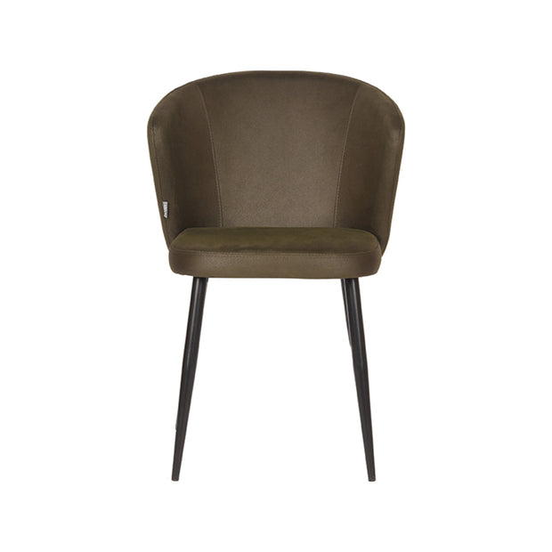 LABEL51 Eetkamerstoelen Wave - Army - Kunstleder - Zwart Metalen Frame