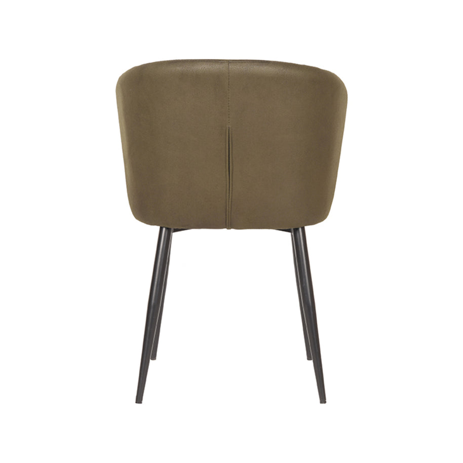 LABEL51 Eetkamerstoelen Wave - Army - Kunstleder - Zwart Metalen Frame