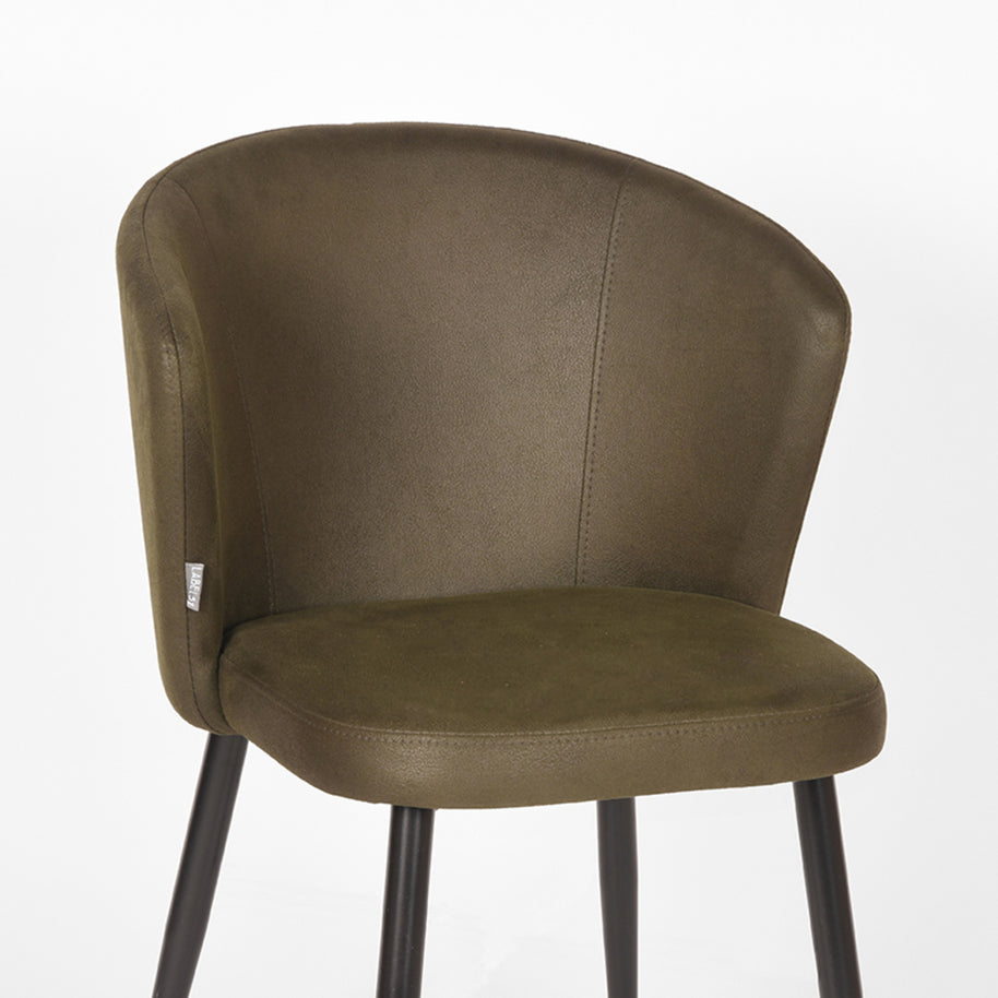 LABEL51 Eetkamerstoelen Wave - Army - Kunstleder - Zwart Metalen Frame
