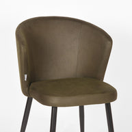 LABEL51 Eetkamerstoelen Wave - Army - Kunstleder - Zwart Metalen Frame