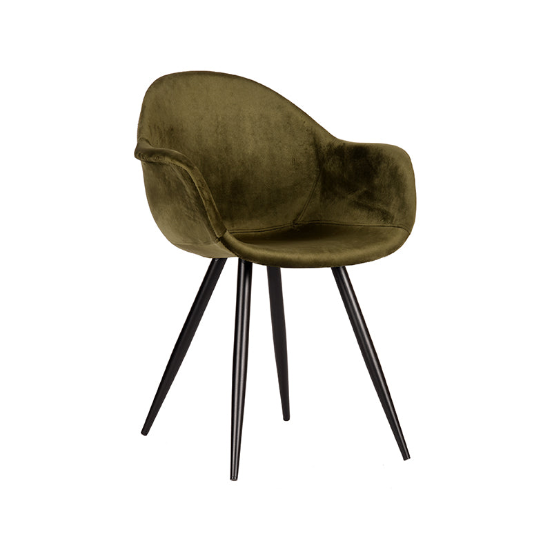 LABEL51 Eetkamerstoelen Forli - Army - Velvet - Zwart Metalen Frame
