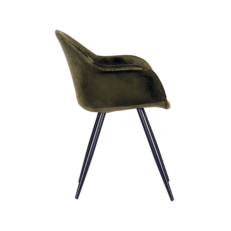 LABEL51 Eetkamerstoelen Forli - Army - Velvet - Zwart Metalen Frame