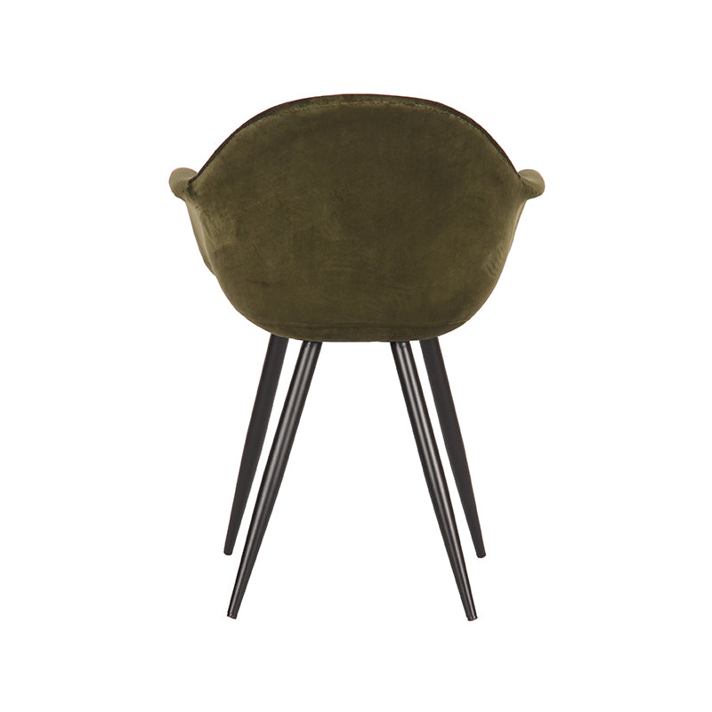LABEL51 Eetkamerstoelen Forli - Army - Velvet - Zwart Metalen Frame
