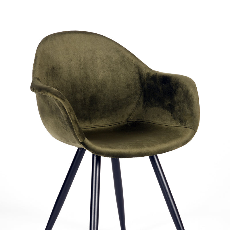 LABEL51 Eetkamerstoelen Forli - Army - Velvet - Zwart Metalen Frame
