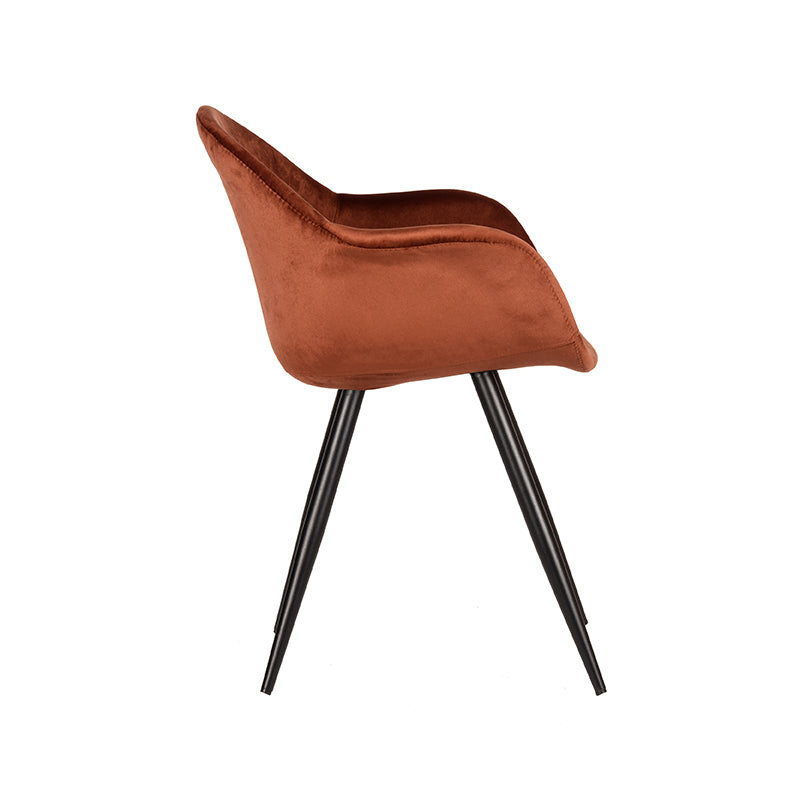 LABEL51 Eetkamerstoelen Forli - Rust - Velvet - Zwart Metalen Frame
