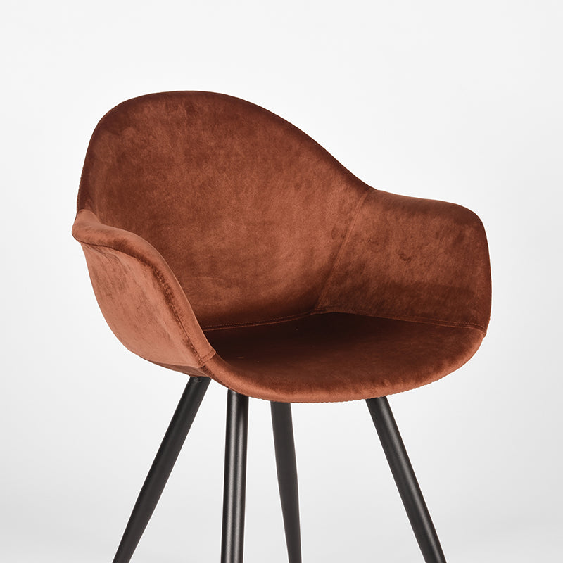 LABEL51 Eetkamerstoelen Forli - Rust - Velvet - Zwart Metalen Frame