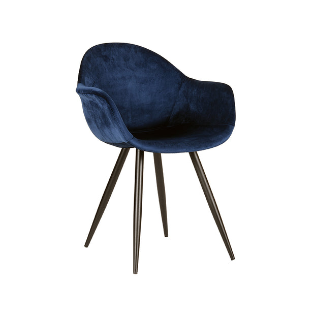 LABEL51 Eetkamerstoelen Forli - Blauw - Velvet - Zwart Metalen Frame