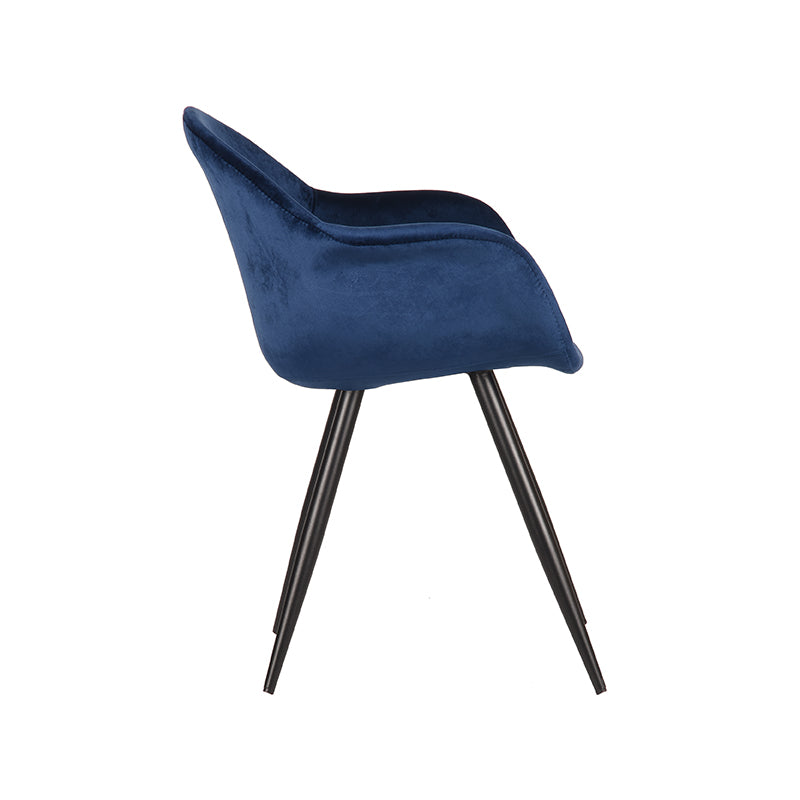 LABEL51 Eetkamerstoelen Forli - Blauw - Velvet - Zwart Metalen Frame