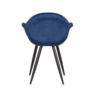 LABEL51 Eetkamerstoelen Forli - Blauw - Velvet - Zwart Metalen Frame