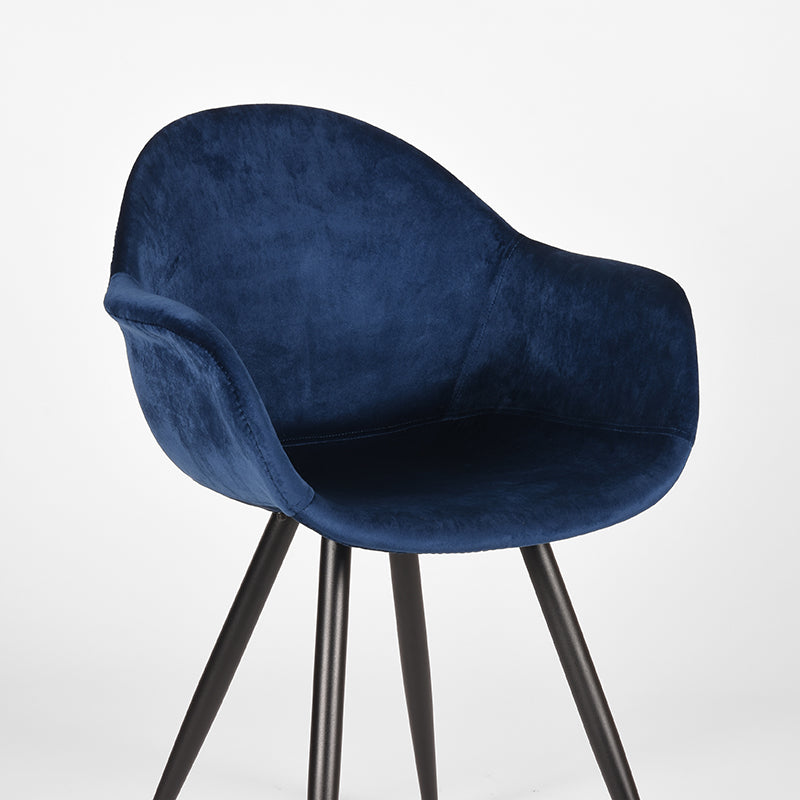 LABEL51 Eetkamerstoelen Forli - Blauw - Velvet - Zwart Metalen Frame