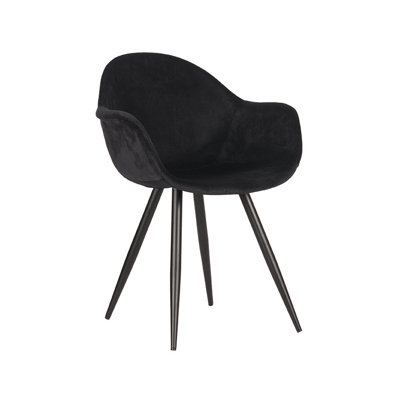 LABEL51 Eetkamerstoelen Forli - Zwart - Velvet - Zwart Metalen Frame