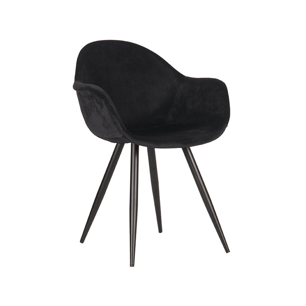 LABEL51 Eetkamerstoelen Forli - Zwart - Velvet - Zwart Metalen Frame