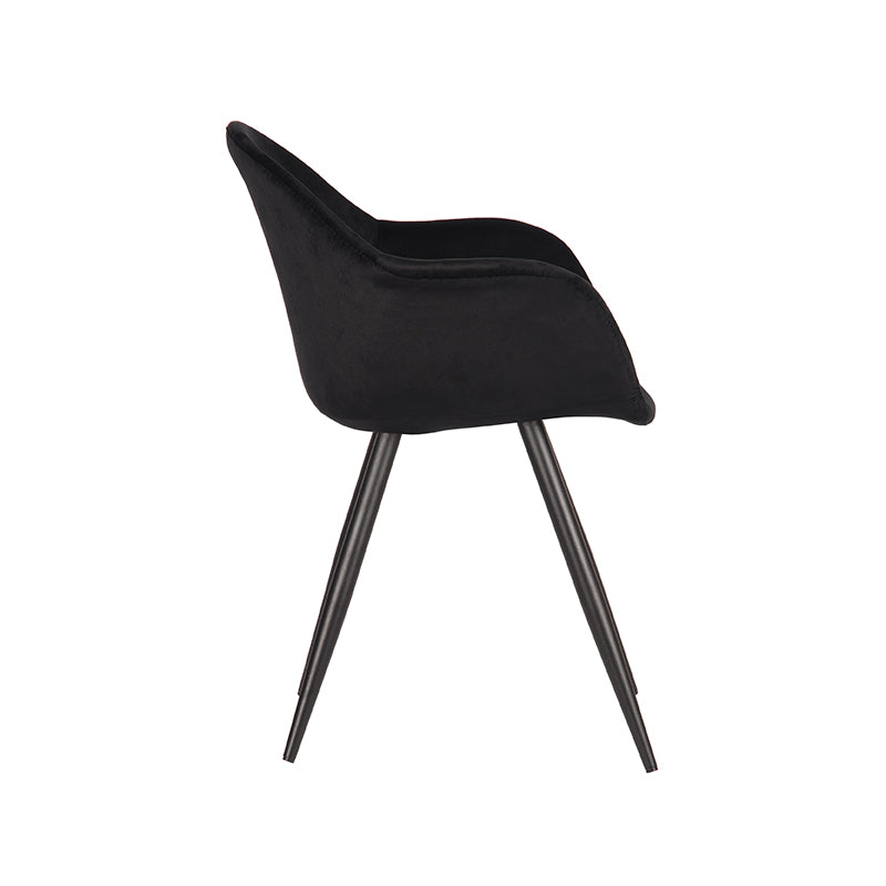 LABEL51 Eetkamerstoelen Forli - Zwart - Velvet - Zwart Metalen Frame