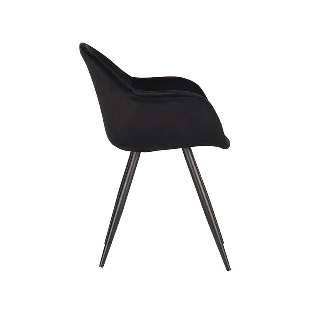 LABEL51 Eetkamerstoelen Forli - Zwart - Velvet - Zwart Metalen Frame