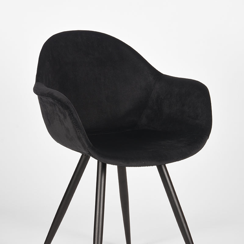 LABEL51 Eetkamerstoelen Forli - Zwart - Velvet - Zwart Metalen Frame