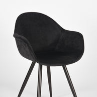LABEL51 Eetkamerstoelen Forli - Zwart - Velvet - Zwart Metalen Frame