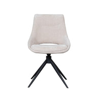 LABEL51 Eetkamerstoelen Marlow - Naturel - Chenille - Zwart Metalen Frame