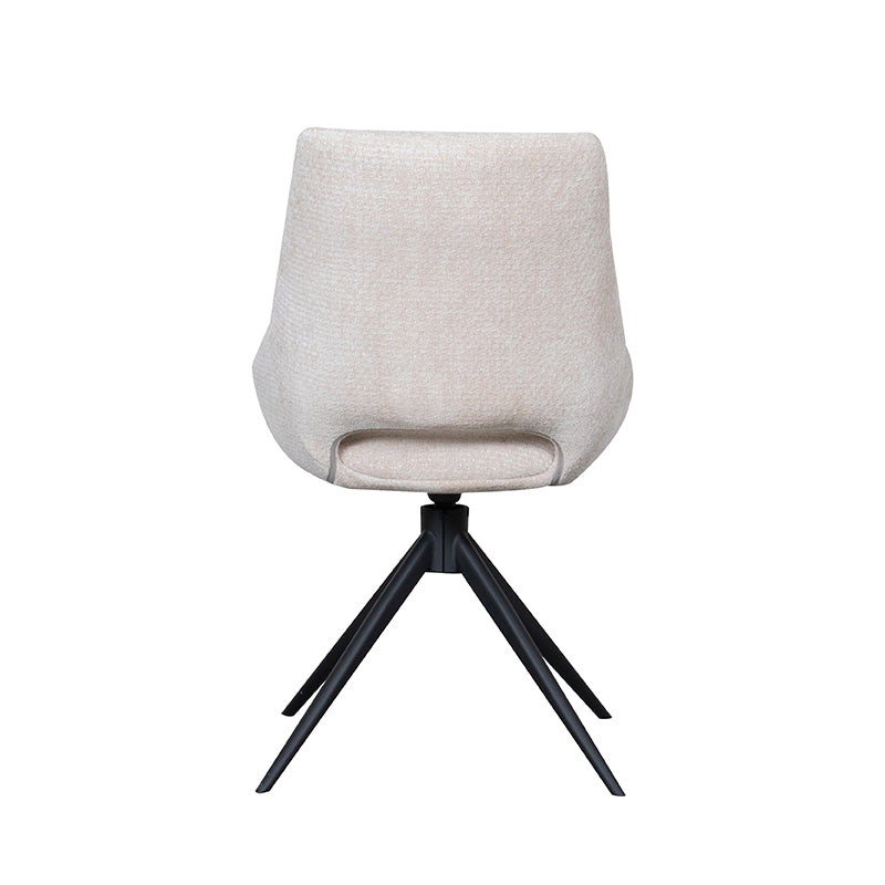 LABEL51 Eetkamerstoelen Marlow - Naturel - Chenille - Zwart Metalen Frame