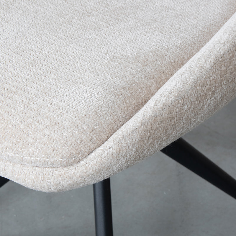 LABEL51 Eetkamerstoelen Marlow - Naturel - Chenille - Zwart Metalen Frame