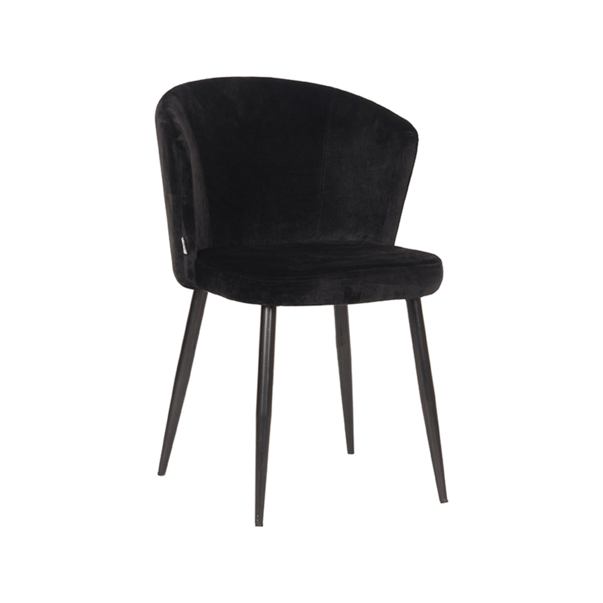 LABEL51 Eetkamerstoelen Wave - Zwart - Velvet - Zwart Metalen Frame