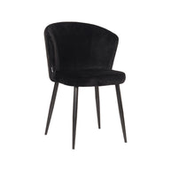 LABEL51 Eetkamerstoelen Wave - Zwart - Velvet - Zwart Metalen Frame