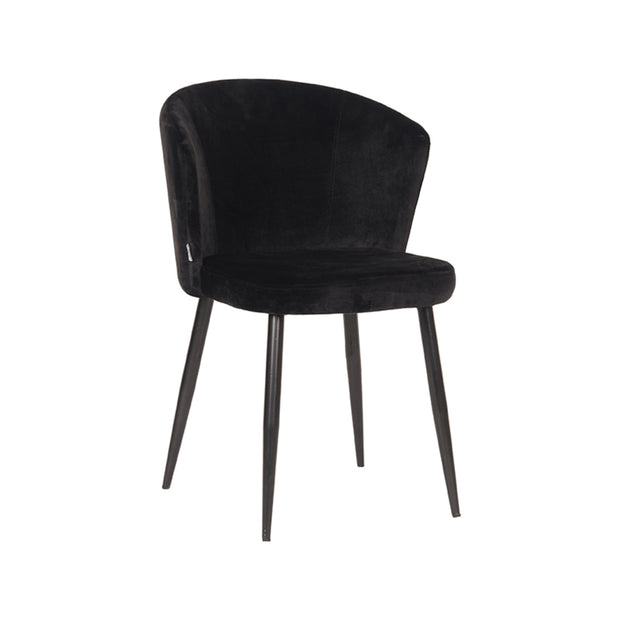 LABEL51 Eetkamerstoelen Wave - Zwart - Velvet - Zwart Metalen Frame