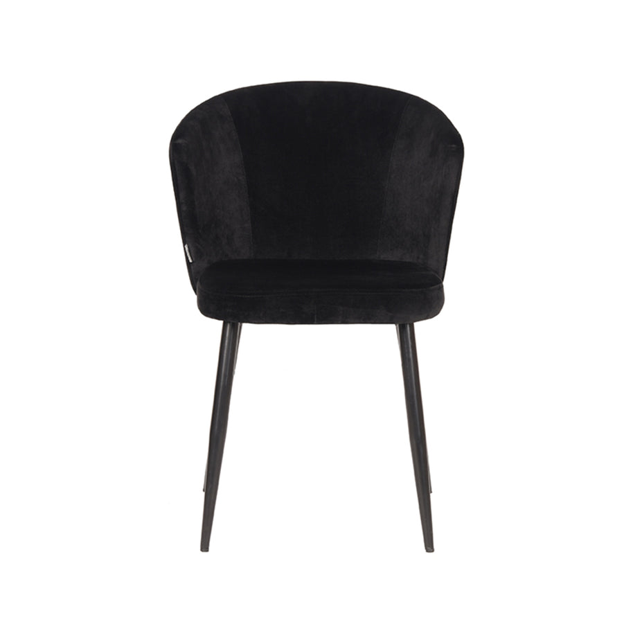 LABEL51 Eetkamerstoelen Wave - Zwart - Velvet - Zwart Metalen Frame