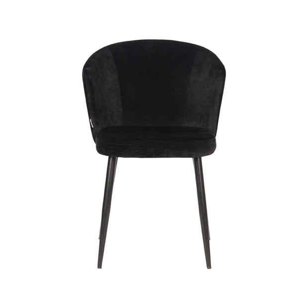 LABEL51 Eetkamerstoelen Wave - Zwart - Velvet - Zwart Metalen Frame
