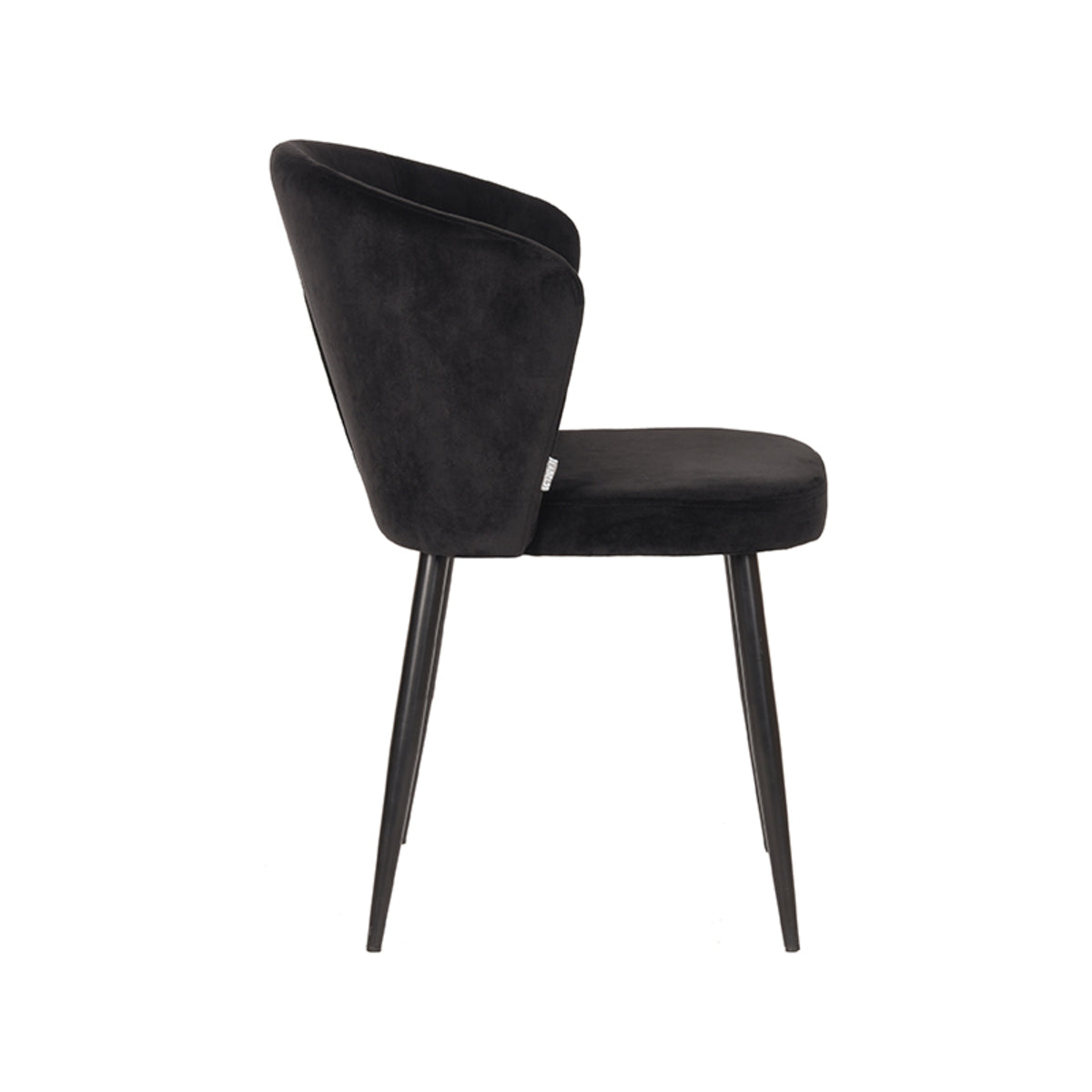 LABEL51 Eetkamerstoelen Wave - Zwart - Velvet - Zwart Metalen Frame