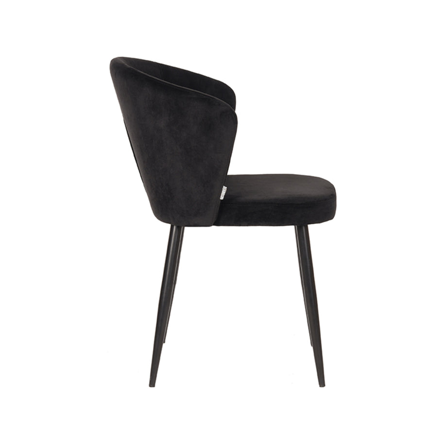 LABEL51 Eetkamerstoelen Wave - Zwart - Velvet - Zwart Metalen Frame