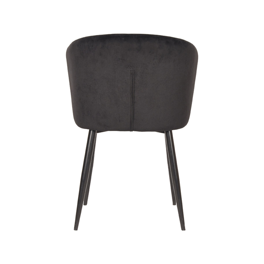 LABEL51 Eetkamerstoelen Wave - Zwart - Velvet - Zwart Metalen Frame