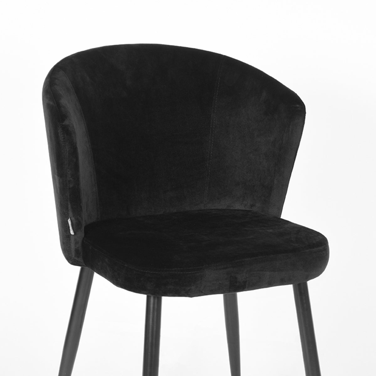 LABEL51 Eetkamerstoelen Wave - Zwart - Velvet - Zwart Metalen Frame
