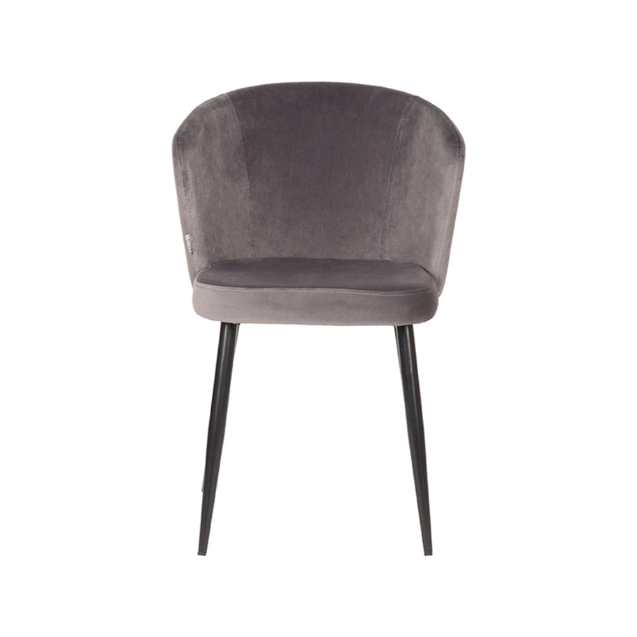 LABEL51 Eetkamerstoelen Wave - Grijs - Velvet - Zwart Metalen Frame