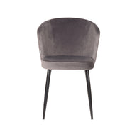 LABEL51 Eetkamerstoelen Wave - Grijs - Velvet - Zwart Metalen Frame