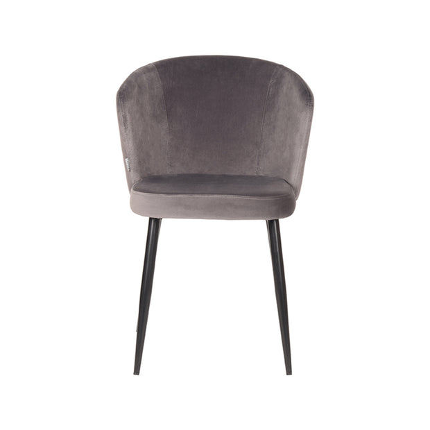 LABEL51 Eetkamerstoelen Wave - Grijs - Velvet - Zwart Metalen Frame