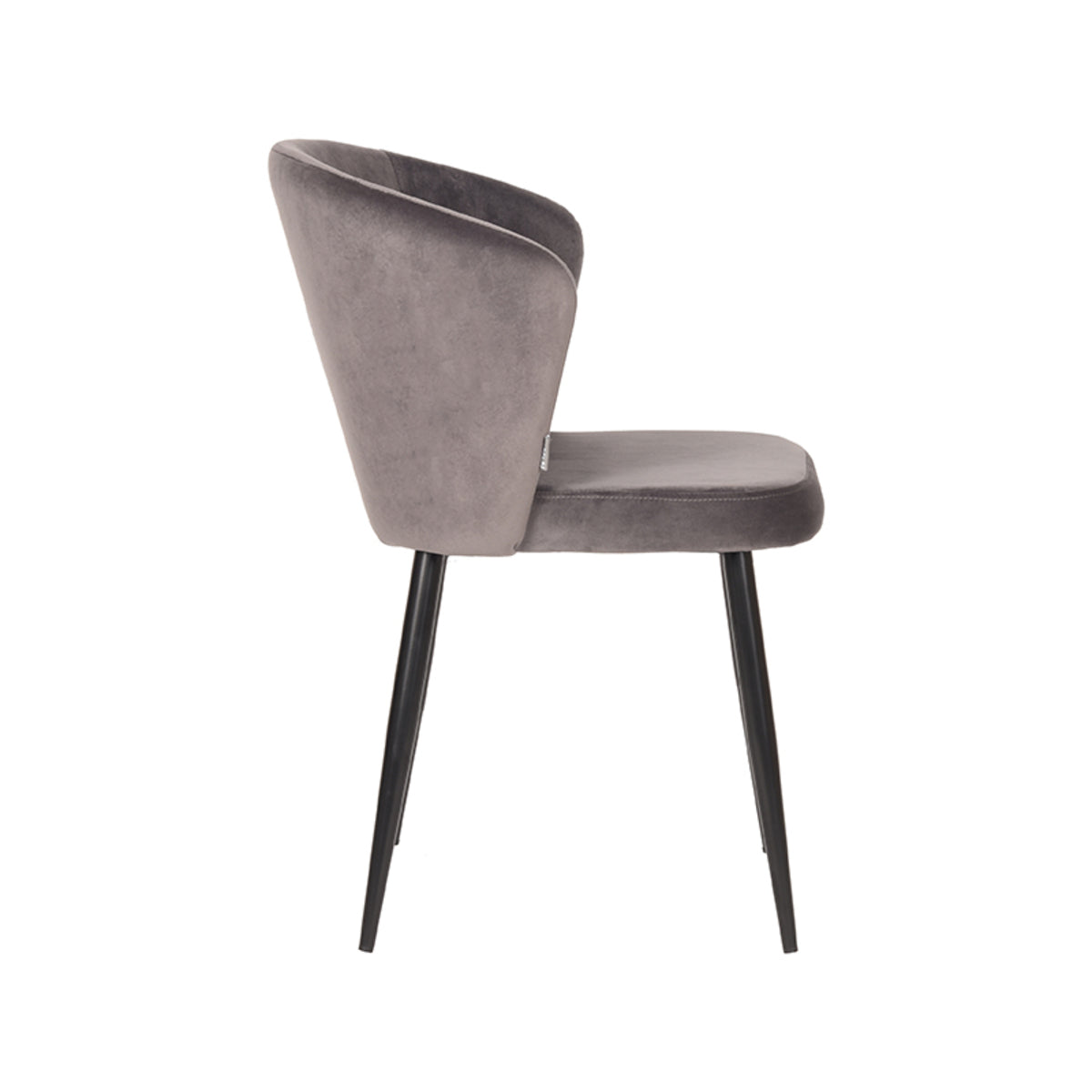 LABEL51 Eetkamerstoelen Wave - Grijs - Velvet - Zwart Metalen Frame