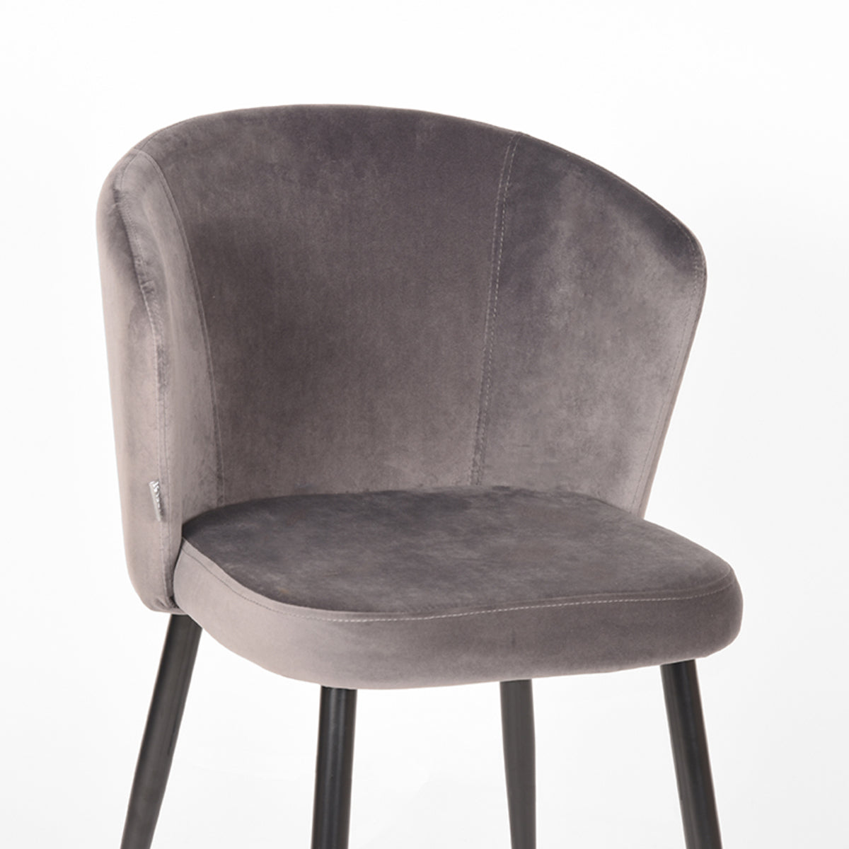 LABEL51 Eetkamerstoelen Wave - Grijs - Velvet - Zwart Metalen Frame